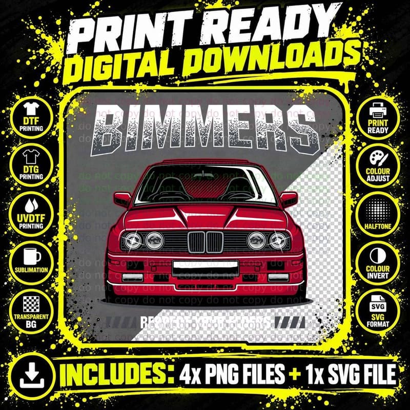 Bimmers Respect Your Elders Red Bmw E30 Classic Vintage Png SVG Digital Bundle