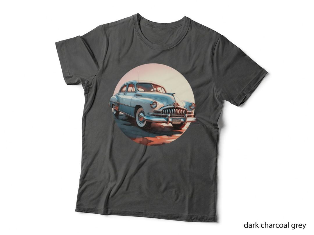 Blue Vintage Car Desert 1950s on Sand Dunes Landscape Retro Automotive T-Shirt