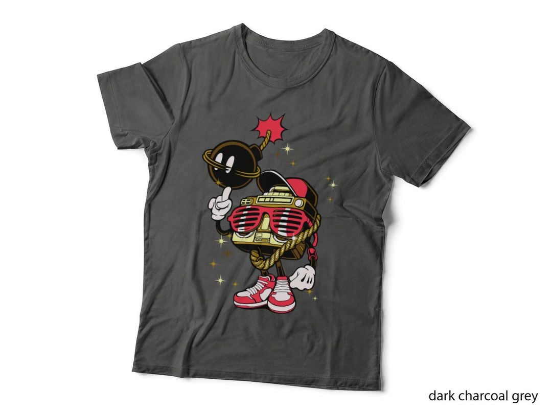 Bomb Character Red Gold Retro Cartoon T-Shirt