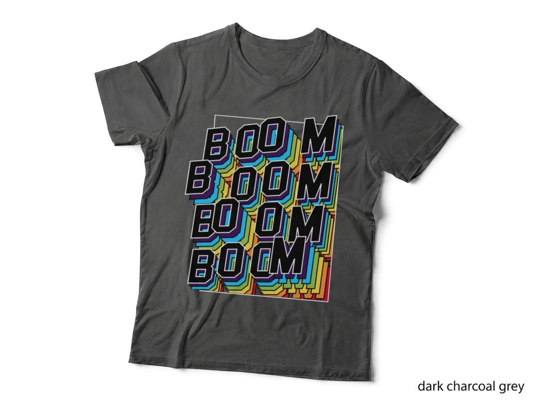 Boom Retro 80s Glitch Neon Rainbow T-Shirt