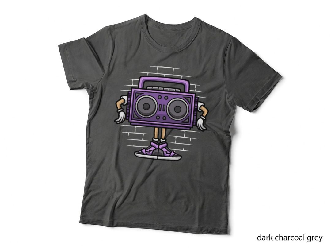 Boombox Character Speaker Purple Retro T-Shirt