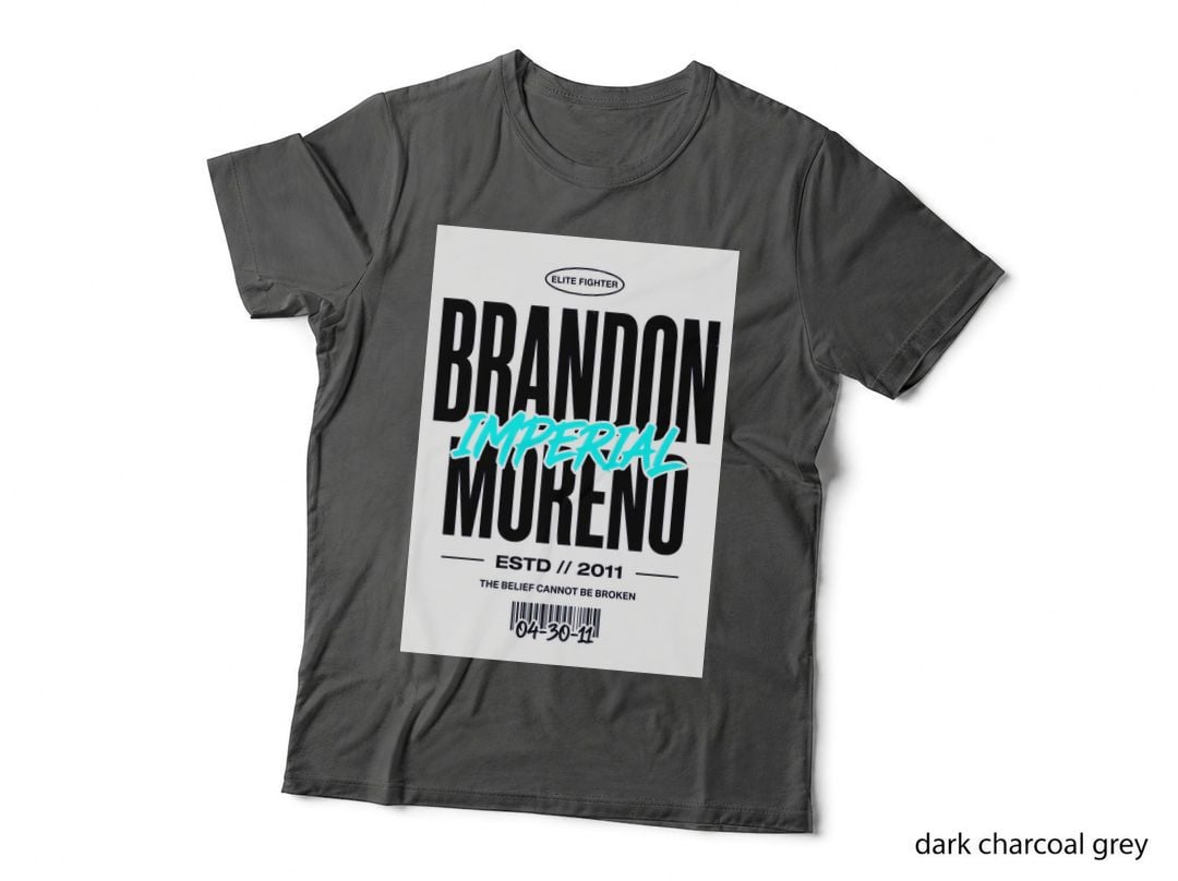 Brandon Moreno Imperial Black Background Bold Distressed White T-Shirt