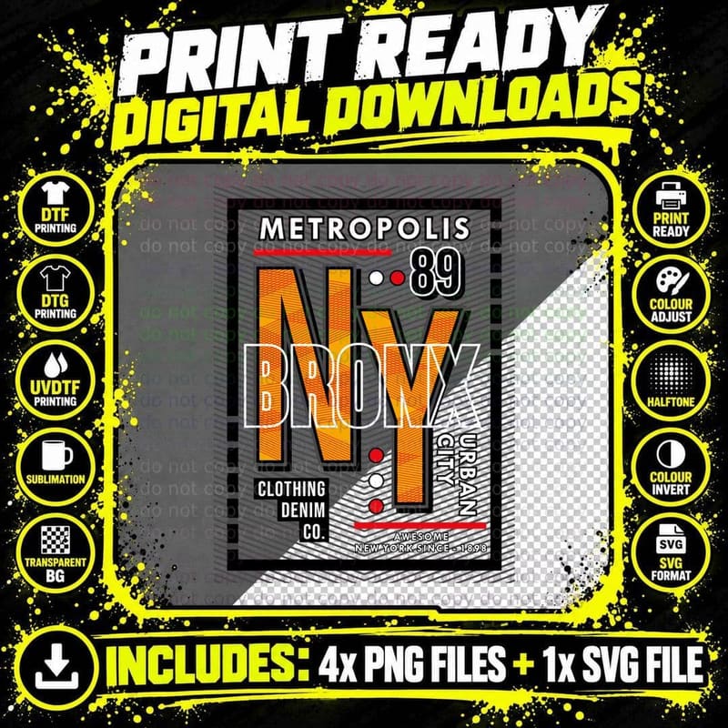 Bronx Metropolis 89 Urban Clothing Denim Co Awesome New Png SVG Digital Bundle