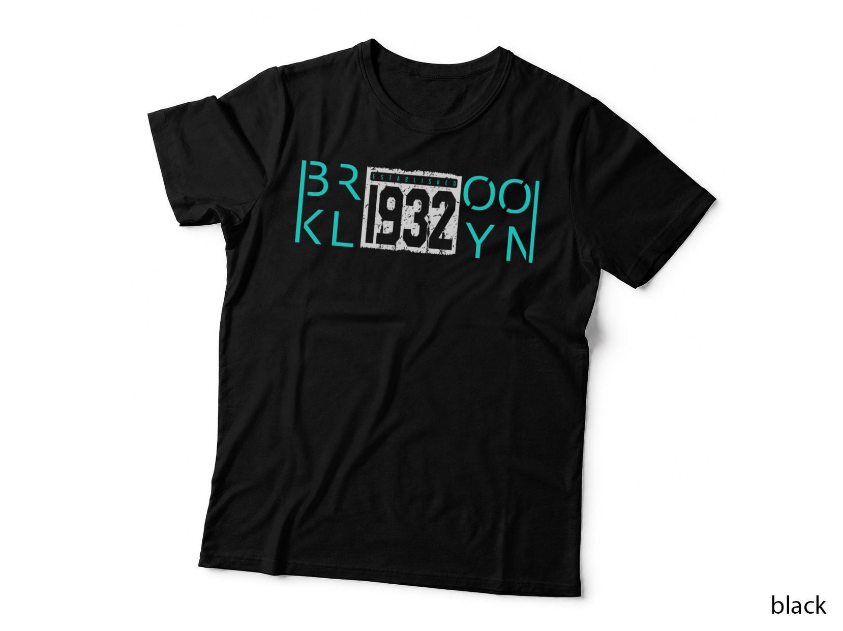 Brooklyn 1932 Cyan Blue Vintage Retro Style T-Shirt