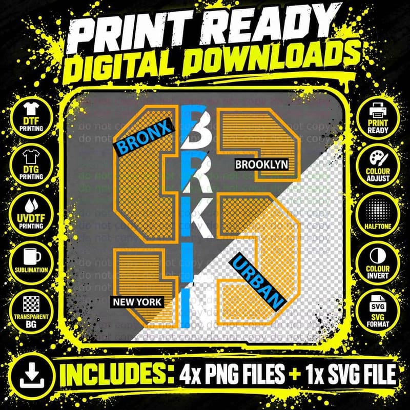 Brooklyn Brk Bronx Urban New York Street Graffiti Png SVG Digital Bundle