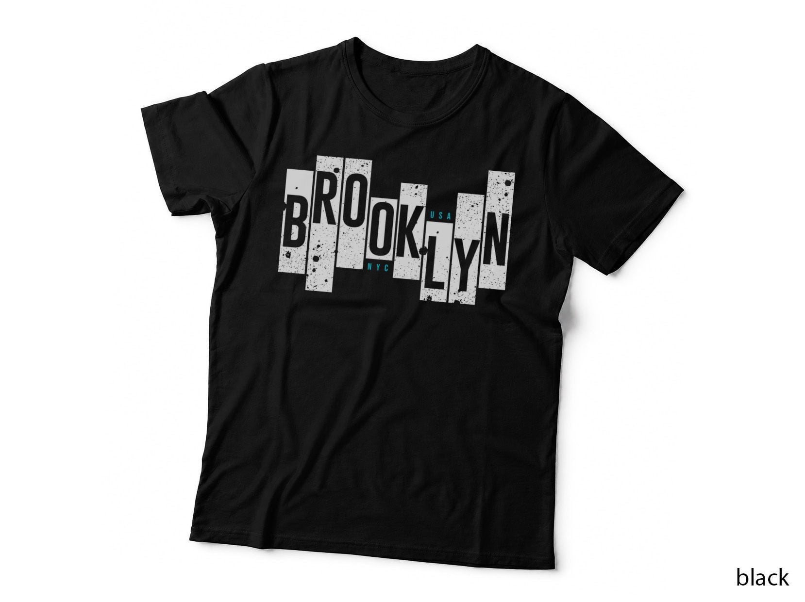 Brooklyn Distressed White Geometric Urban Pattern T-Shirt