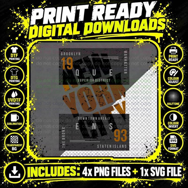 Brooklyn Downtown Superior District Area State Island 93 Png SVG Digital Bundle
