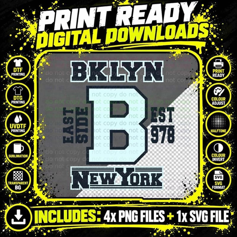 Brooklyn Eastside Bklyn East Side Est 1978 B New York Png SVG Digital Bundle