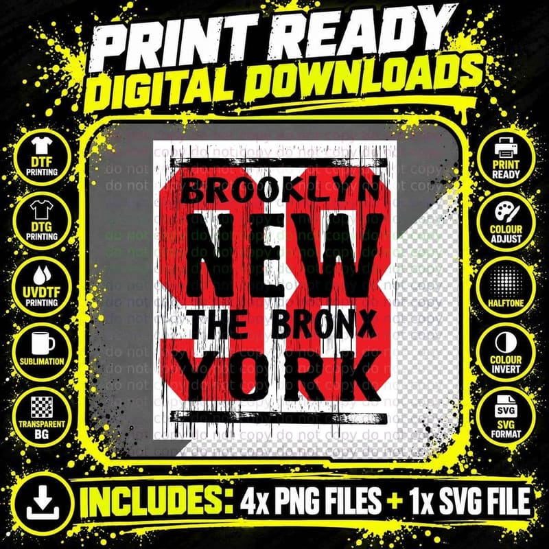 Brooklyn New York the Bronx Wooden Planks Distressed Png SVG Digital Bundle