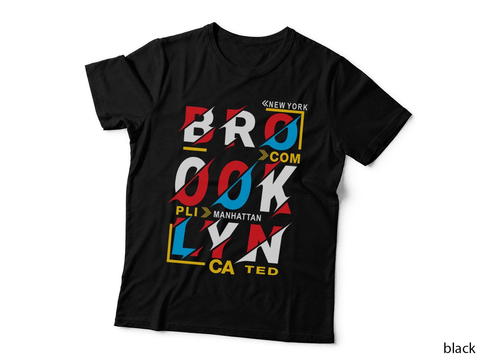 Brooklyn Nyc New York Com Manhattan Urban Text Geometric Typography T-Shirt