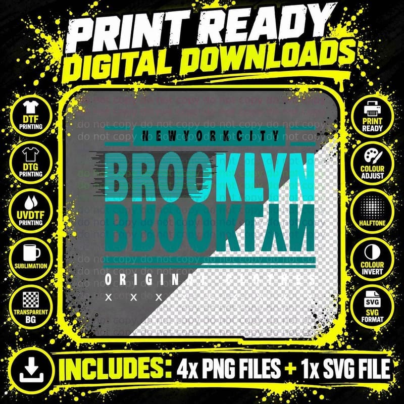 Brooklyn Original Clothes New York City Nyc Streetwear Png SVG Digital Bundle