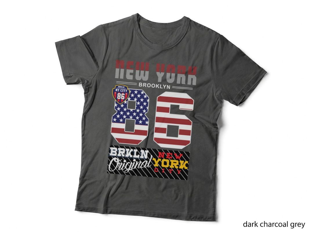 Brooklyn Original New York 86 Striped Numbers Urban Typography Vintage T-Shirt