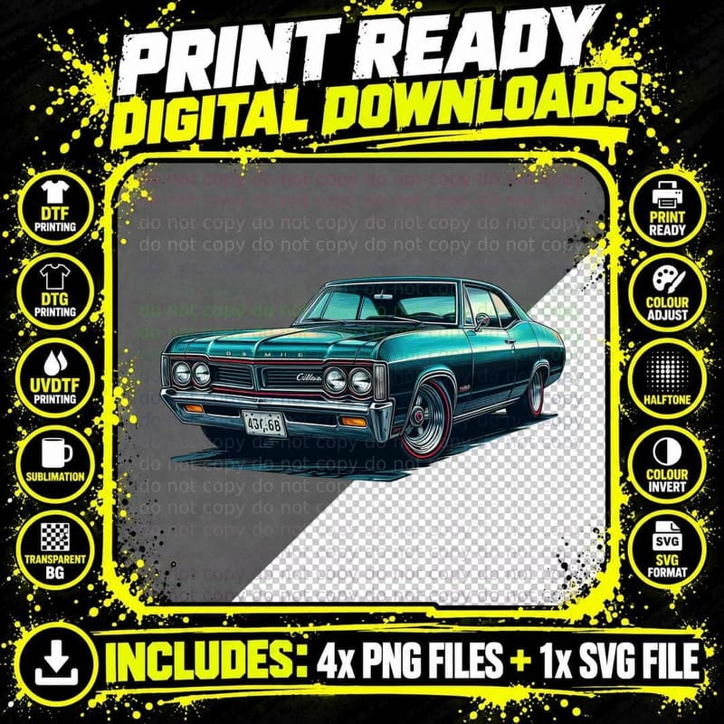 Cadillac Xsy-66 Teal Green Vintage Retro Classic Car Png SVG Digital Bundle