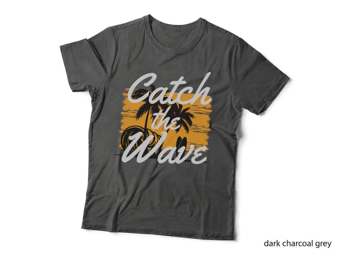Catch the Wave Silhouette Surfer Orange Yellow Vintage Palm T-Shirt