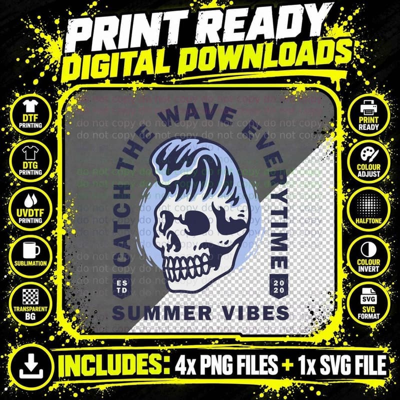 Catch the Wave the Everytime Summer Vibes Estd 2020 Png SVG Digital Bundle
