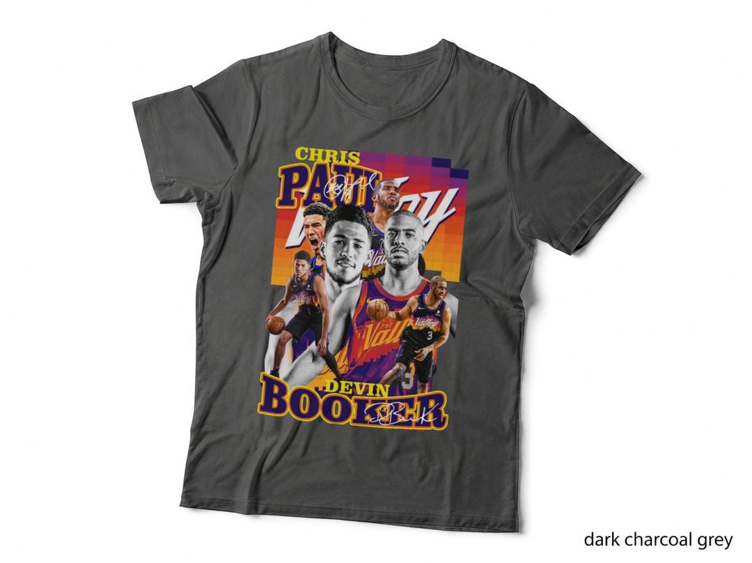Chris Paul Devin Booker Purple Orange Retro Halftone Phoenix Suns T-Shirt