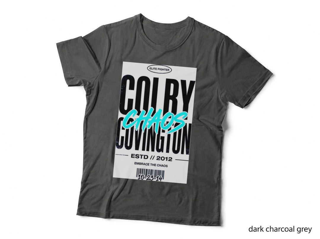 Colby Covington Chaos Black Background Bold Distressed White Typography T-Shirt