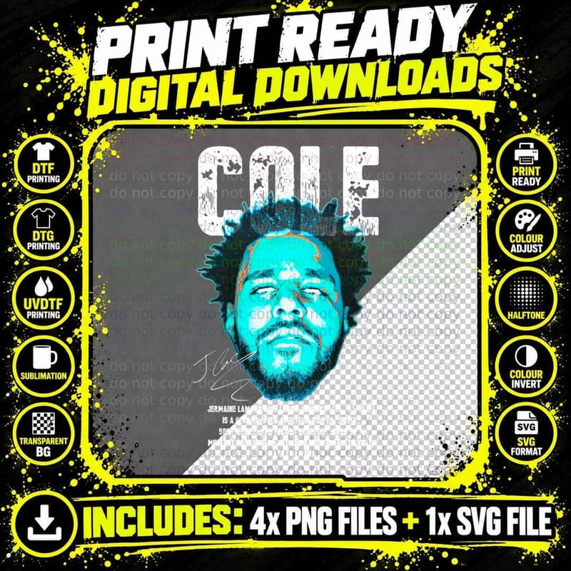 Cole Jermaine Lamarr Born January 28 1985 Teal Halftone Png SVG Digital Bundle