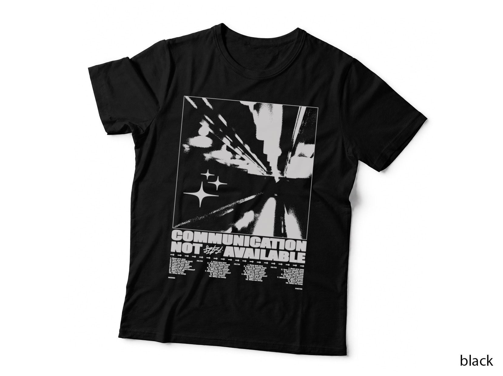 Communication Not Available Black White Photo Distressed Abstract Glitch T-Shirt
