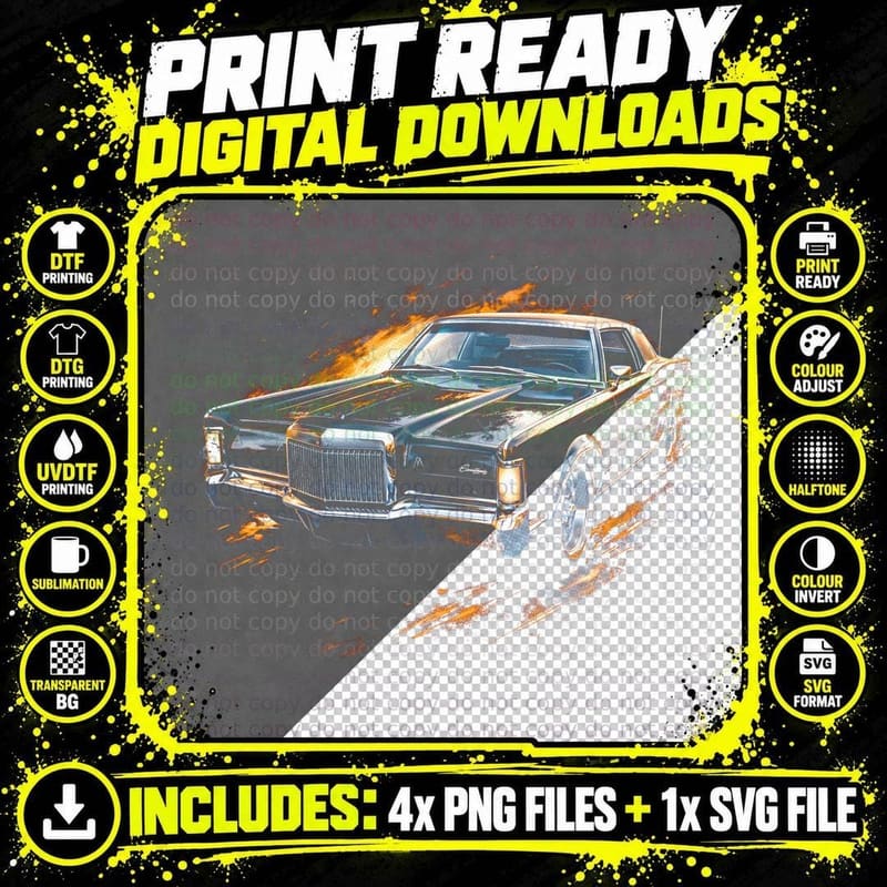 Continental Mark III T-Shirt, Halftone Luxury Car Png SVG Digital Bundle