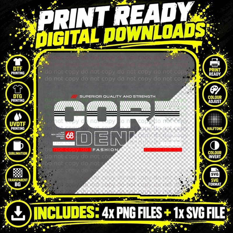 Core Denim Leader Fashion Original Wear 68 Badge Quality Png SVG Digital Bundle