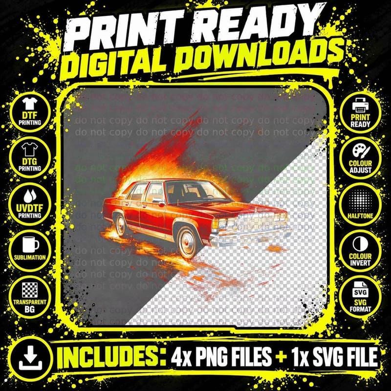 Crown Victoria T-Shirt, Halftone Luxury Car Graphic Tee Png SVG Digital Bundle