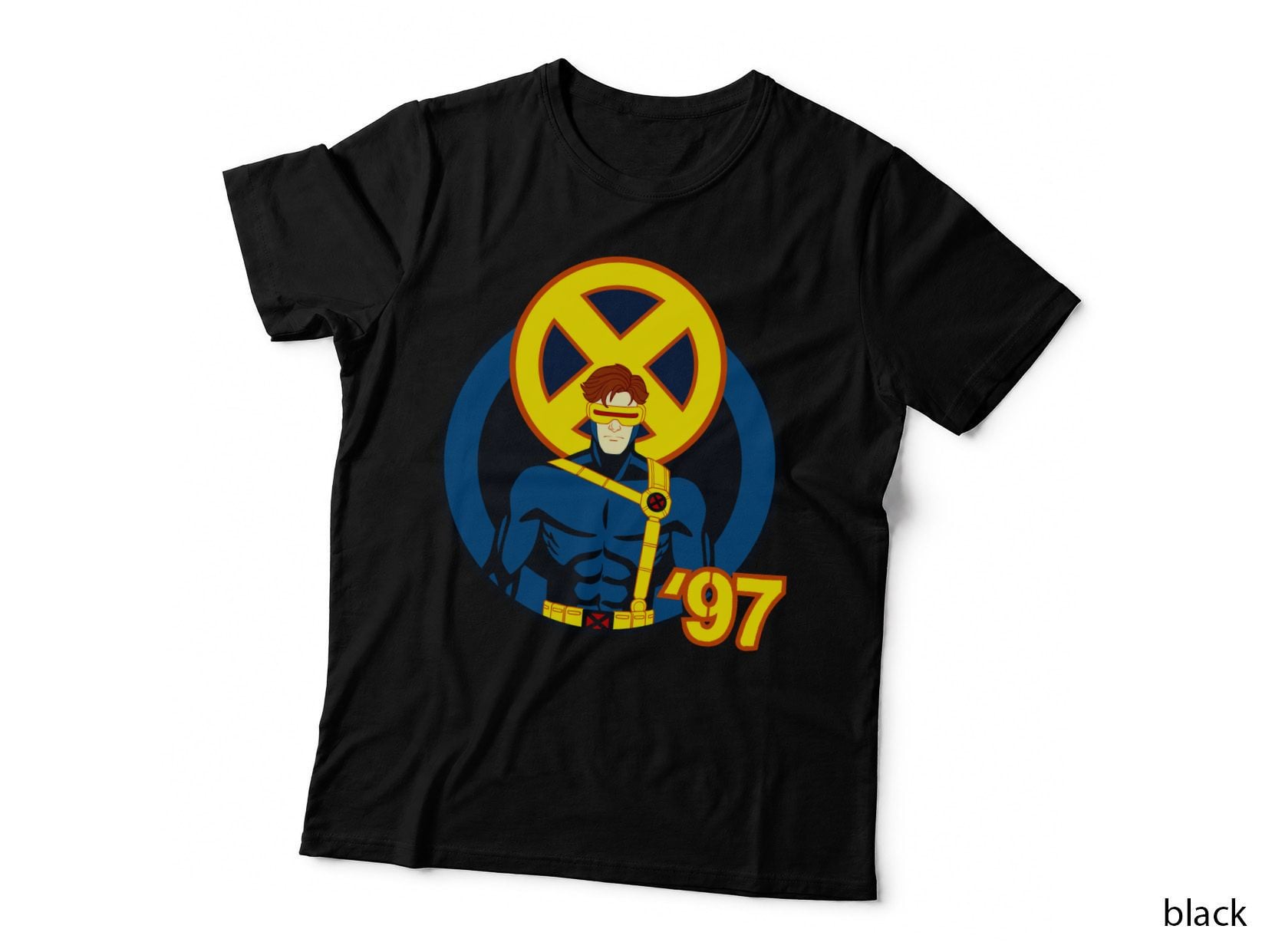 Cyclops Blue Yellow Neon Circle Retro Animation Character T-Shirt