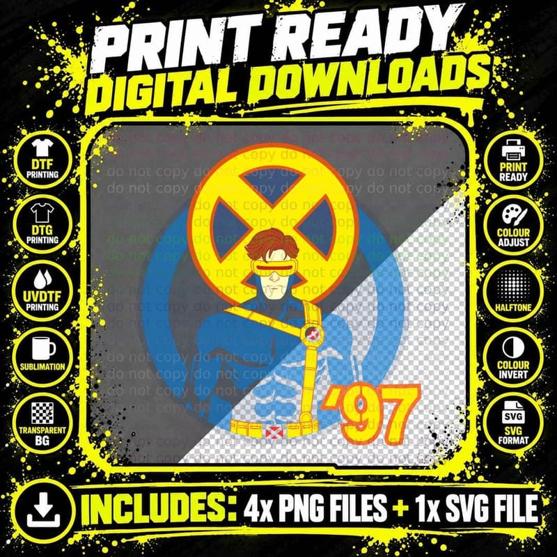 Cyclops Blue Yellow Neon Circle Retro Animation Png SVG Digital Bundle