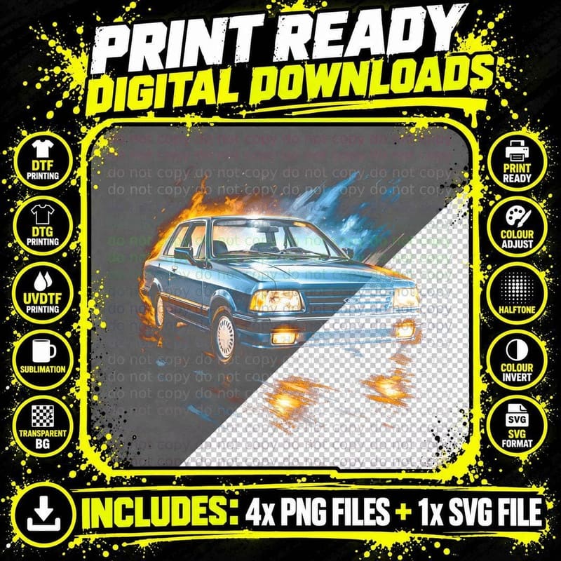 Del Rey T-Shirt, Halftone Classic Car Graphic Tee Png SVG Digital Bundle