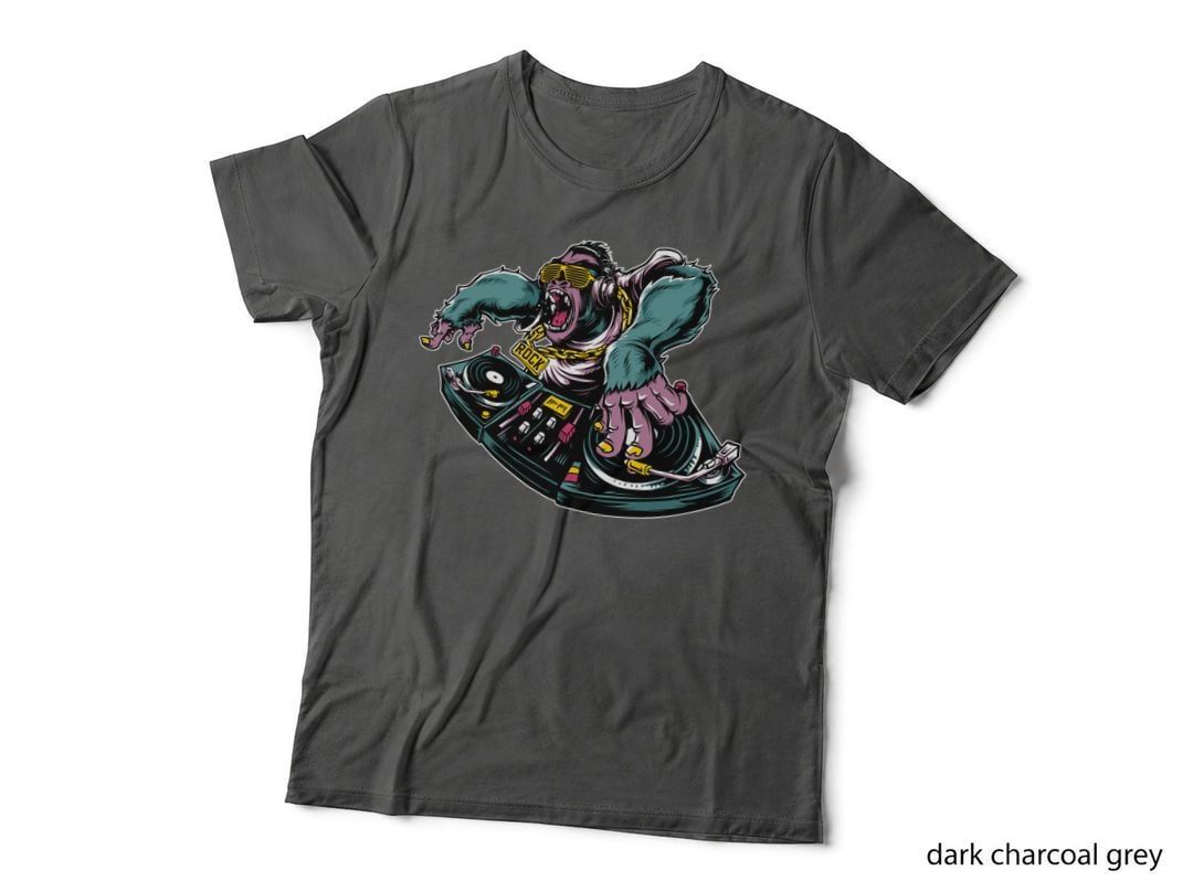 Demon DJ Turntable Skull Colorful Retro Music T-Shirt