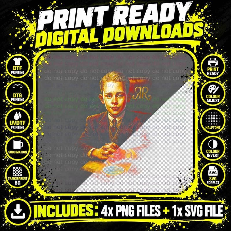 Detective Rich Boy T-Shirt, Halftone Vintage Portrait Png SVG Digital Bundle