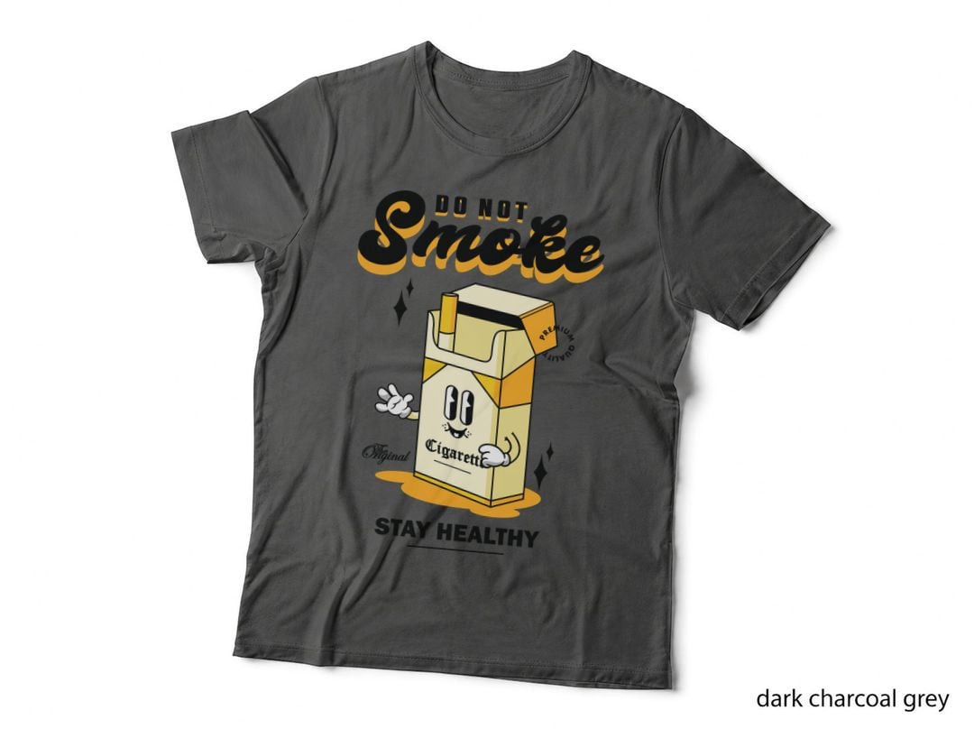 Do Not Smoke Smokee Stay Healthy Cigarette Box Yellow Black Mascot T-Shirt
