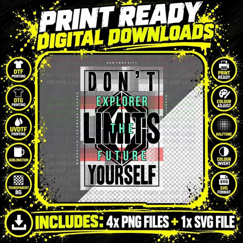 Don't Explorer the Limits Future Yourself Glitch Urban Png SVG Digital Bundle