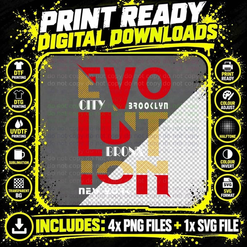 Evo City Brooklyn Bronx New York Evolution Urban Png SVG Digital Bundle