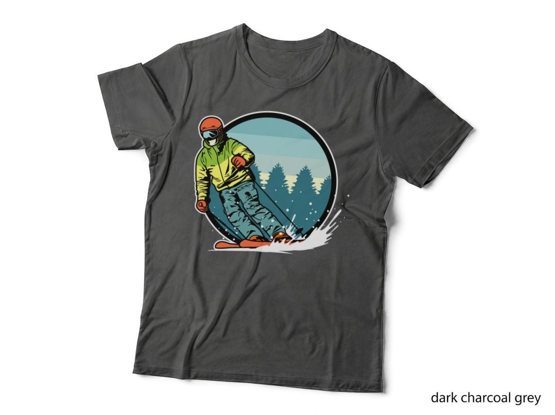 Extreme Skiing Skier Winter Sports Circle Retro Vintage T-Shirt
