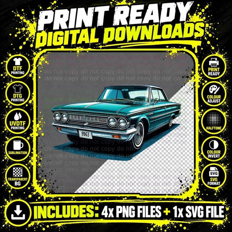 Ford Circular Turquoise Classic Sedan Vintage T-Shirt Png SVG Digital Bundle