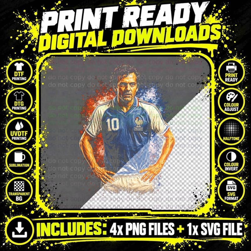 France Footballer Number 10 Retro Kit Hands on Hips Head Png SVG Digital Bundle