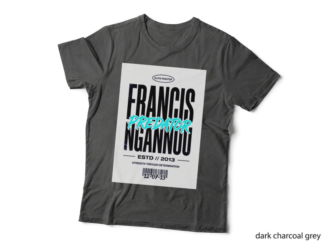 Francis Ngannou Predator Black Background Bold Distressed White T-Shirt