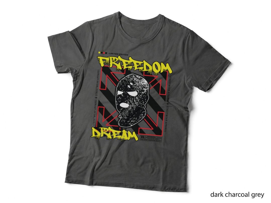 Freedom Dream Skull Graffiti Distressed T-Shirt