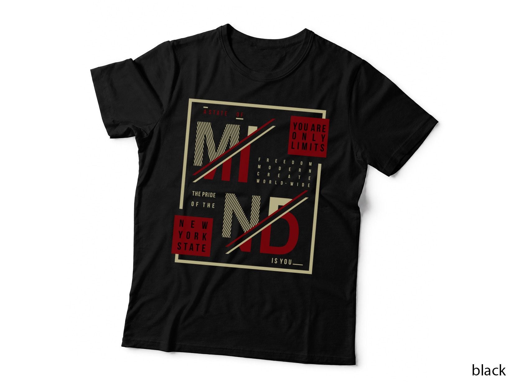 Freedom a State Be You Are Not No Limits Worldwide Distressed Red White T-Shirt