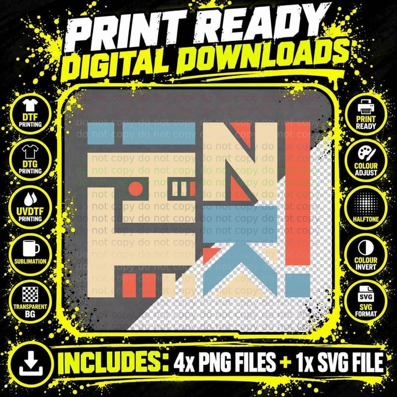 Geometric Abstract Art Deco Retro Shapes T-Shirt Png SVG Digital Bundle