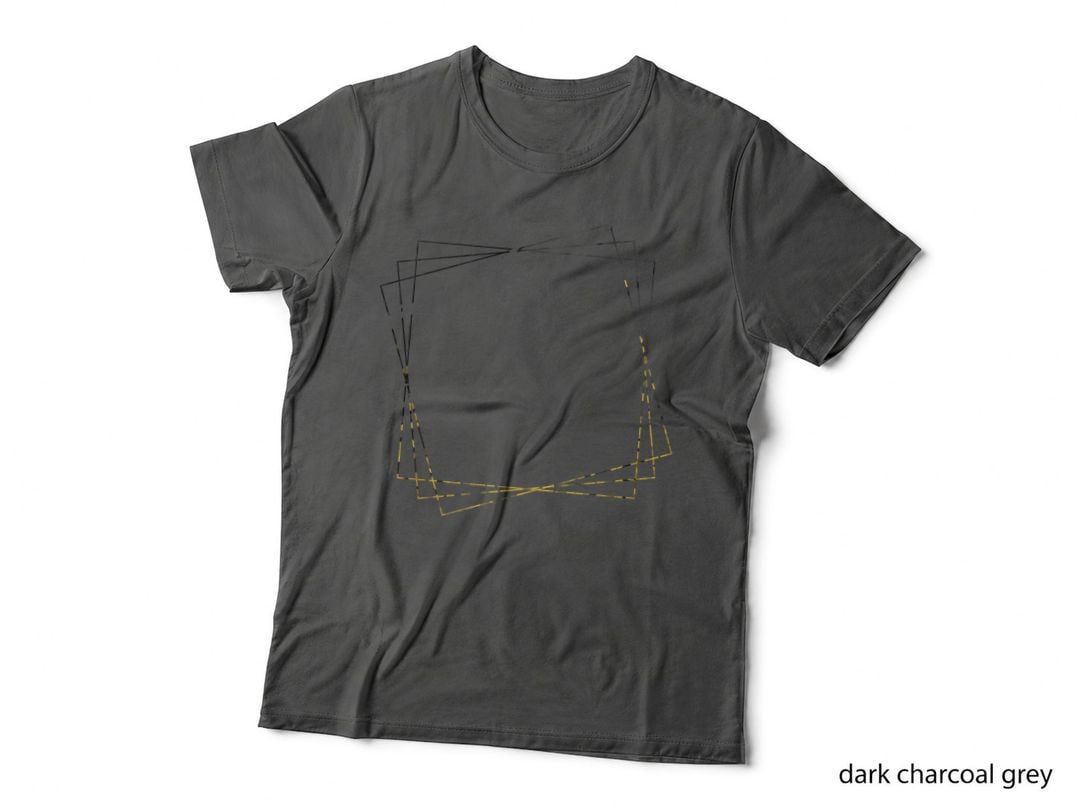 Geometric Triangle Lines Black Yellow Distressed T-Shirt