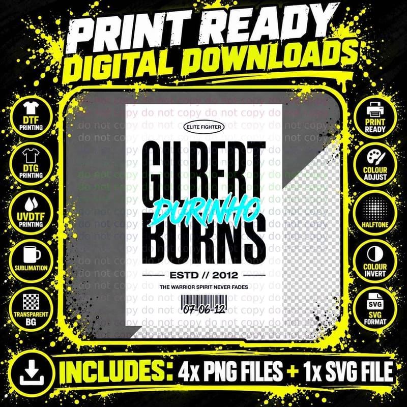 Gilbert Burns Durinho Black Background Bold Distressed Png SVG Digital Bundle