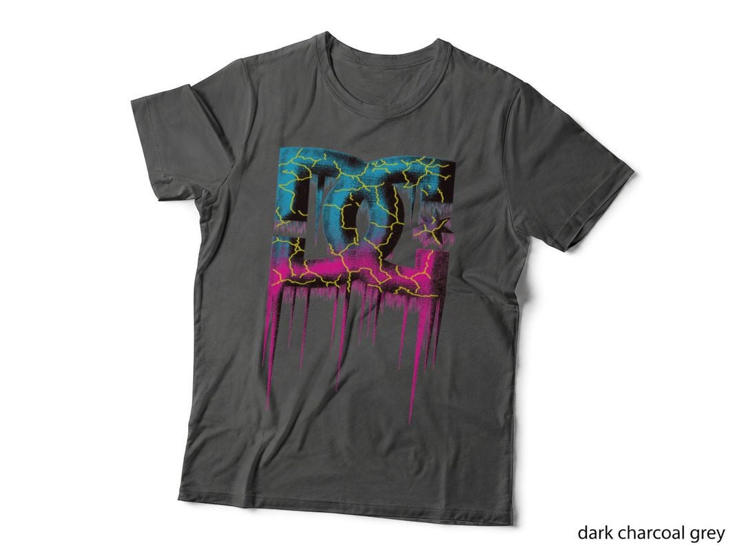 Glitch Art Neon Magenta Cyan Distressed T-Shirt