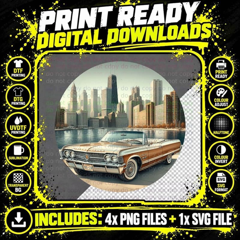Gold Convertible Skyline Nyc Brown Classic T-Shirt Png SVG Digital Bundle
