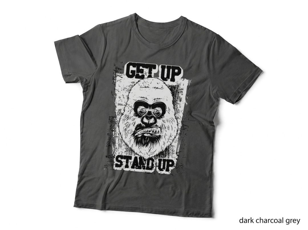 Gorilla Ape Get up Stand Head Distressed Motivational T-Shirt