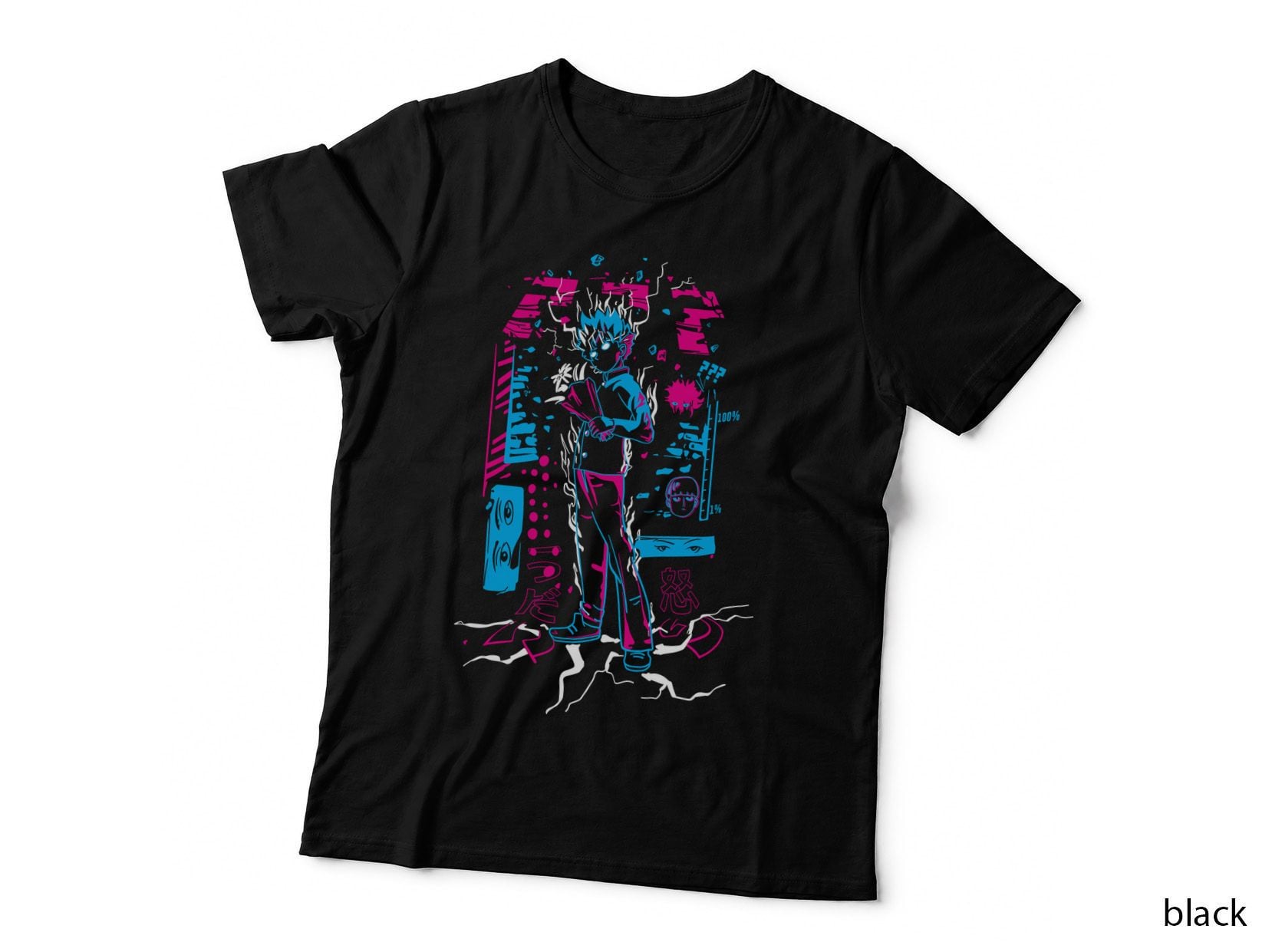 Halftone Abstract Mechanical Form Pink Cyan Magenta Glitch Distressed T-Shirt