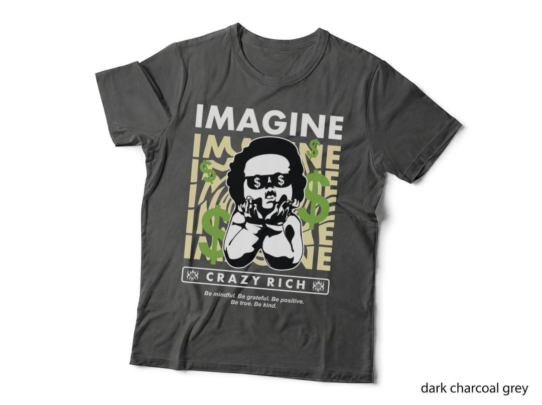 Imagine Crazy Rich Woman Dollar Eyes Gold Green Halftone Retro T-Shirt