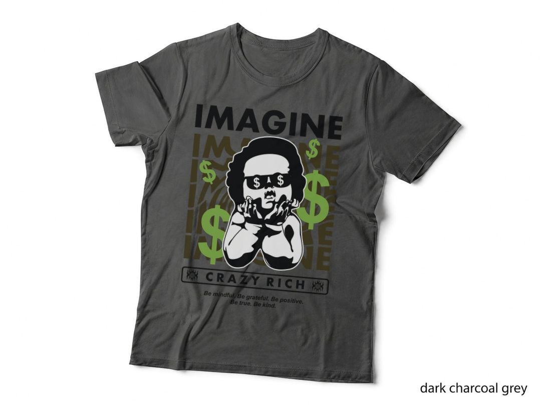 Imagine Crazy Rich Woman Dollar Eyes Olive Brown Retro Vintage T-Shirt