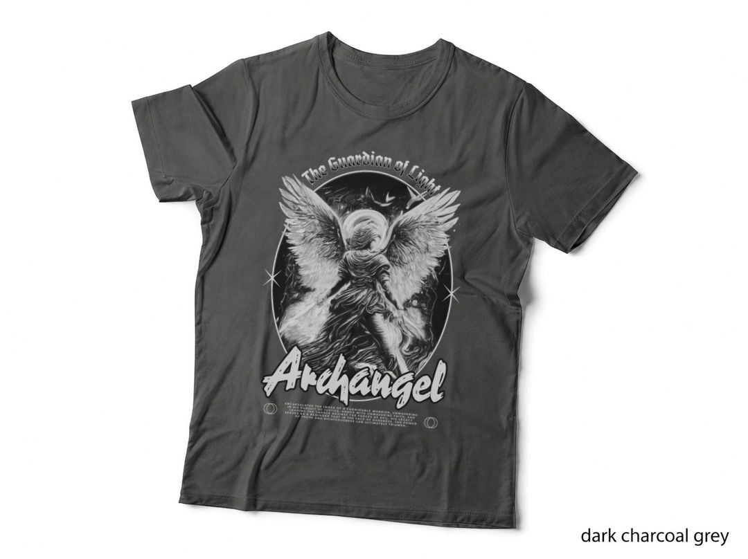 In the Shadow of Emma Archangel Angel Wings Black White Religious T-Shirt